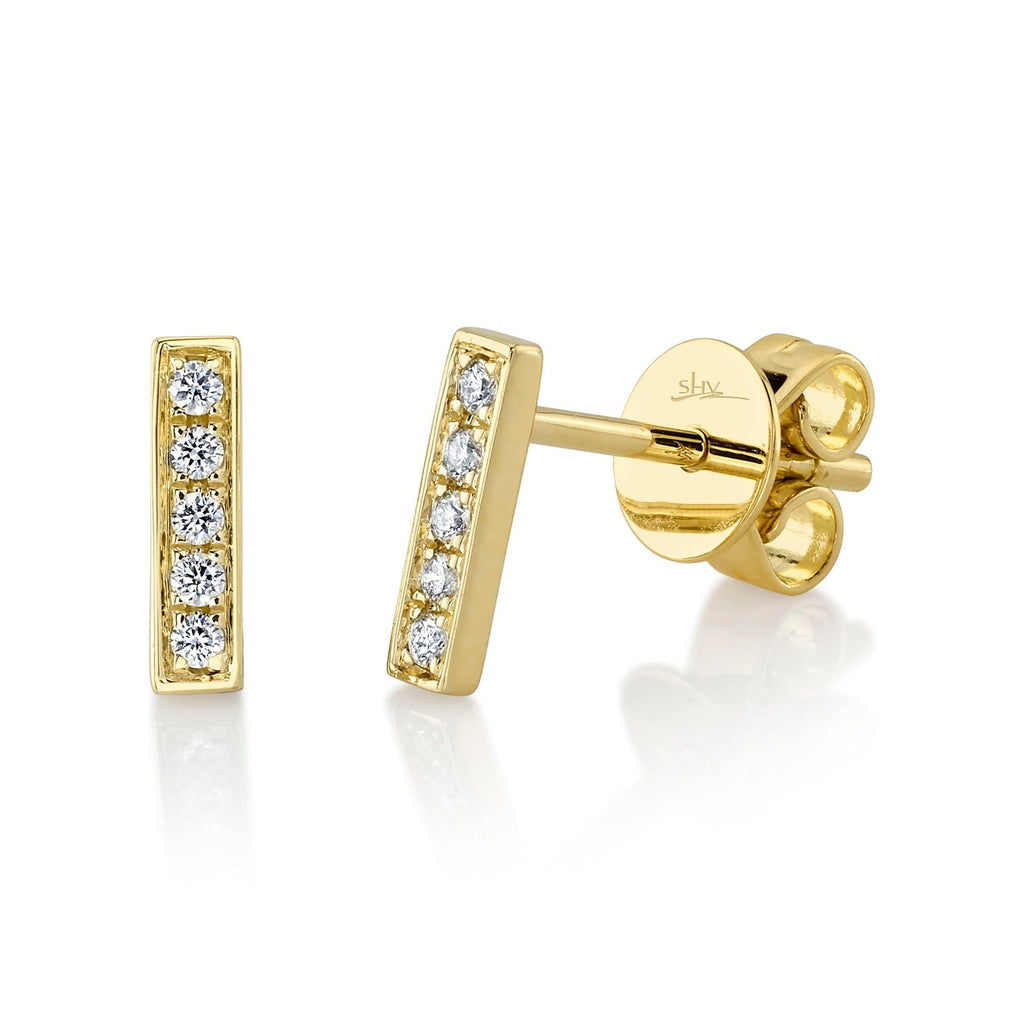 0.08CT DIAMOND BAR STUD EARRING