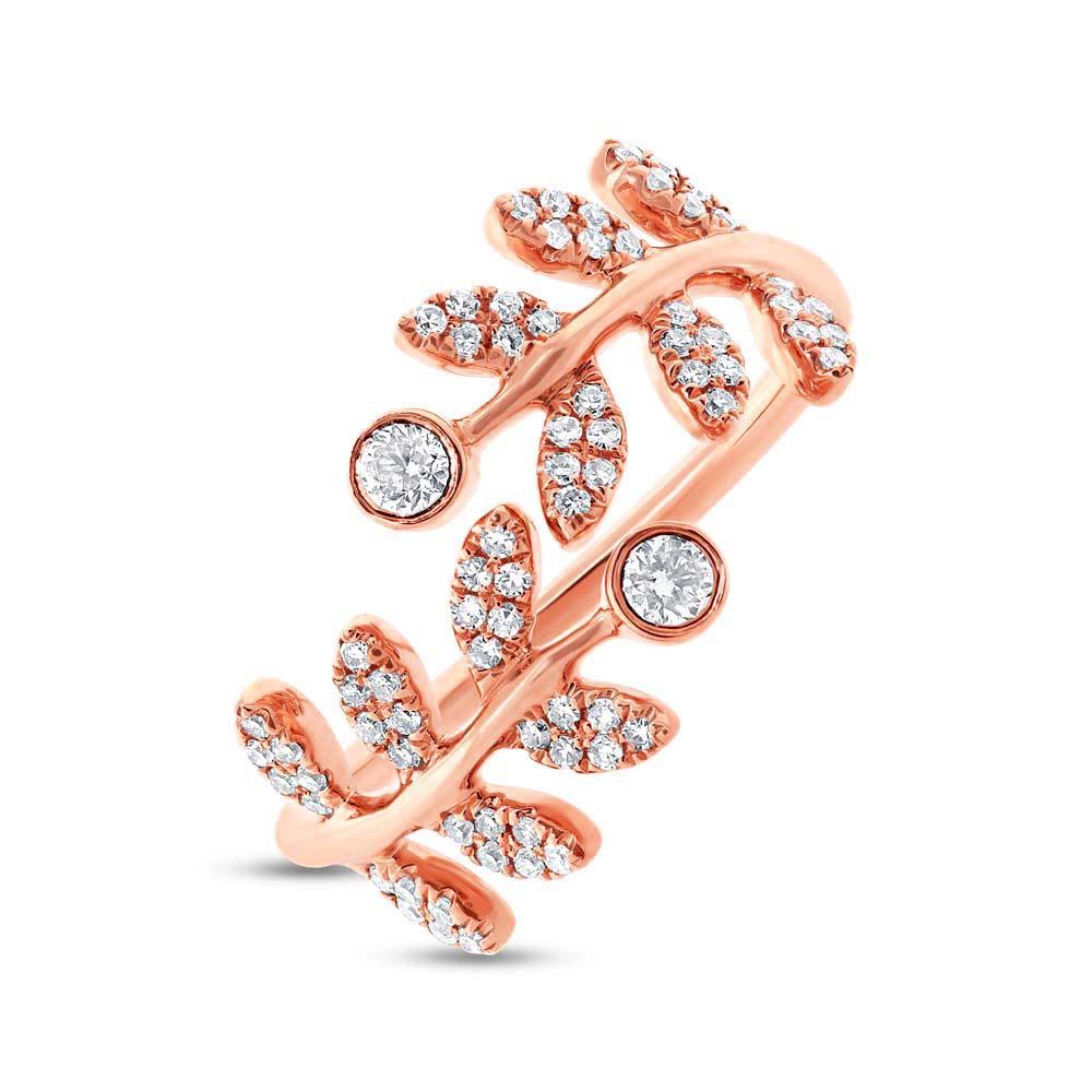 0.36CT DIAMOND BEZEL LEAF RING