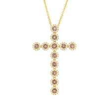 1.51CT WHITE & CHAMPAGNE DIAMOND CROSS NECKLACE