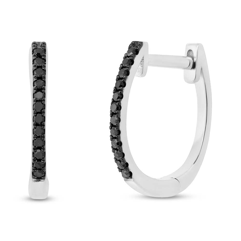 Shy Creation 0.08Ct Black Diamond Huggie Earring SC55002930