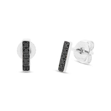 Shy Creation 0.08Ct Black Diamond Bar Stud Earring SC55003042