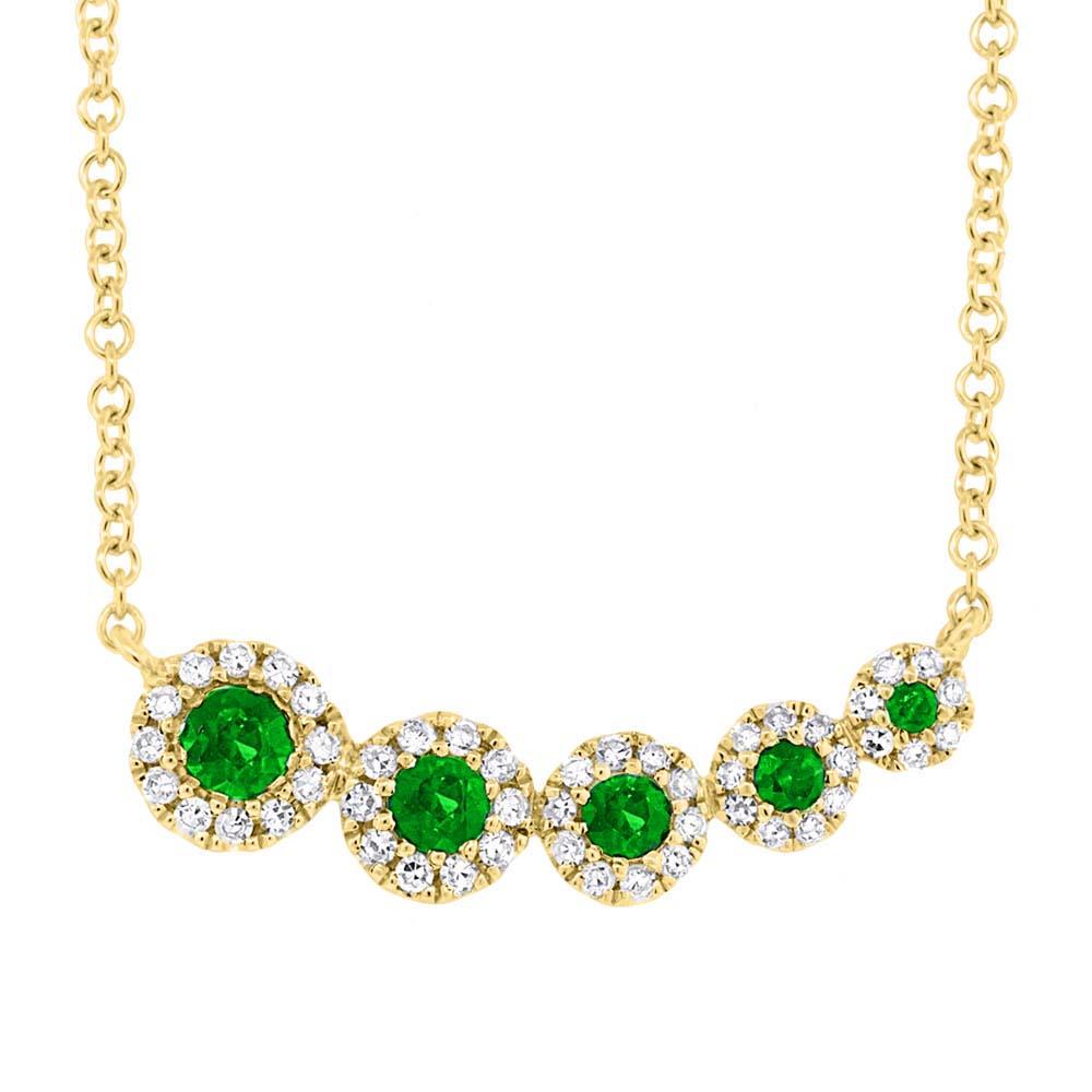 Shy Creation 0.13Ct Diamond & Green Garnet Necklace SC55003611