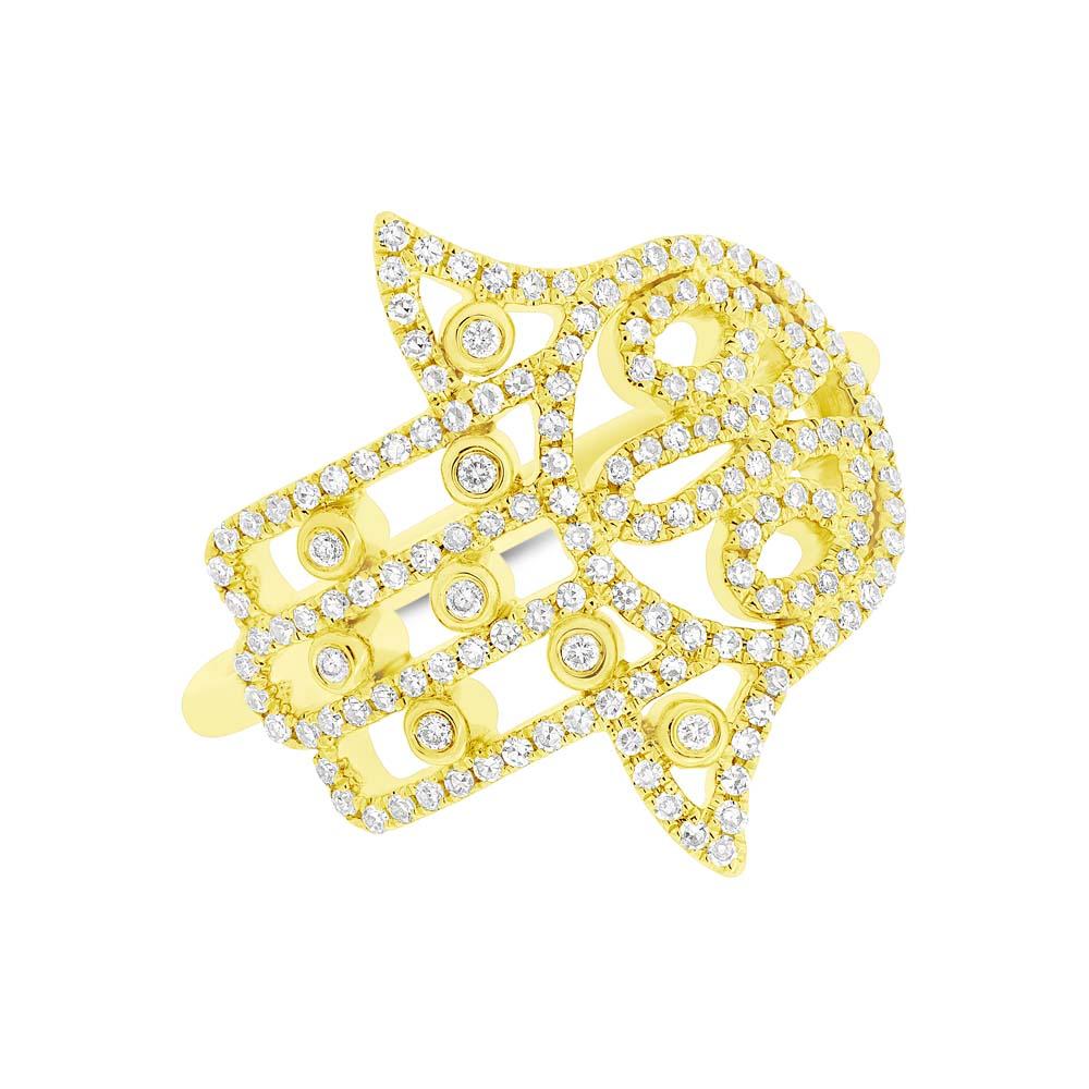 0.35CT DIAMOND BEZEL HAMSA RING