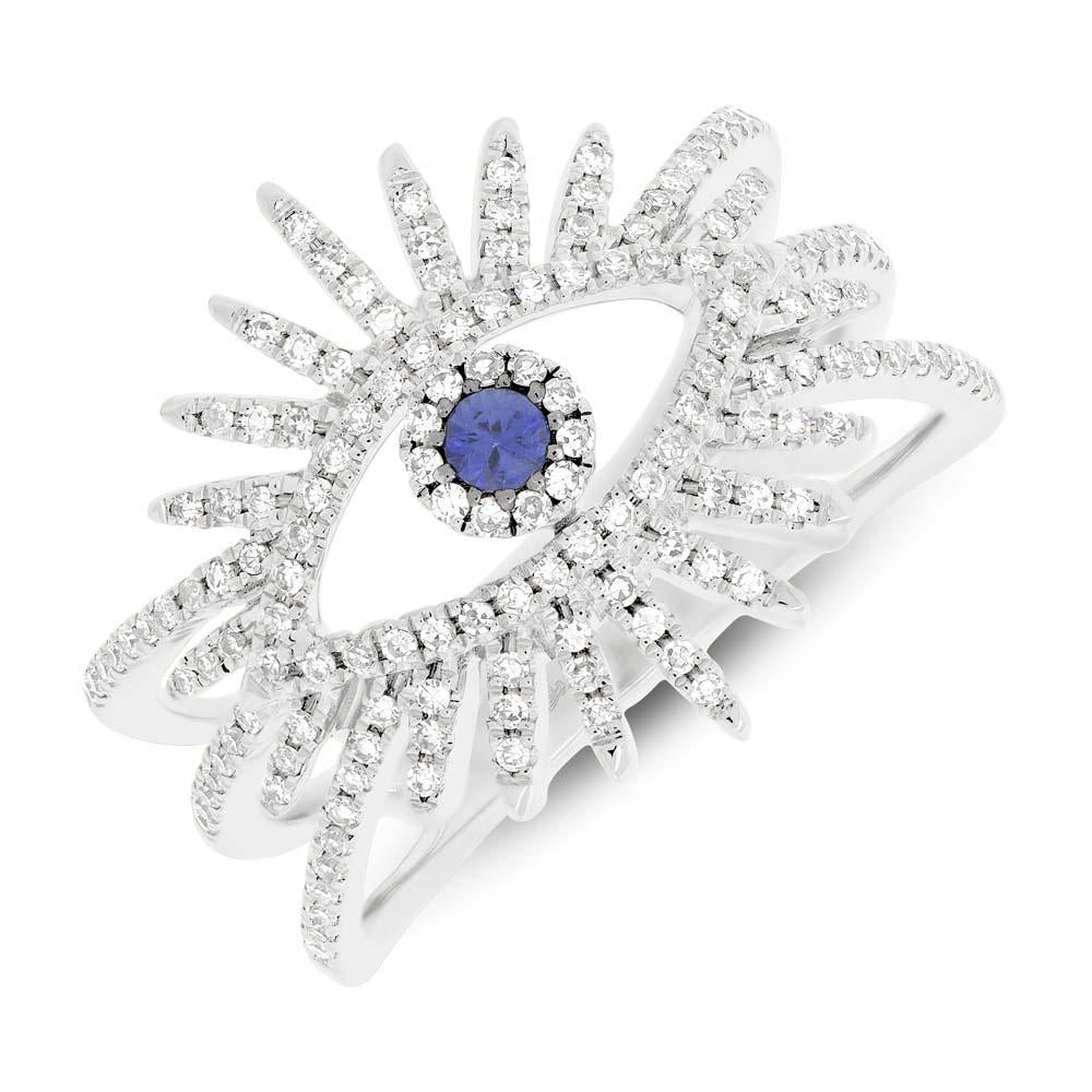0.35CT DIAMOND & 0.07CT BLUE SAPPHIRE EYE RING