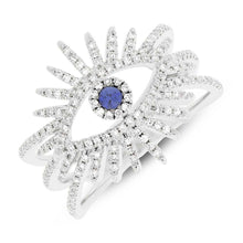0.35CT DIAMOND & 0.07CT BLUE SAPPHIRE EYE RING