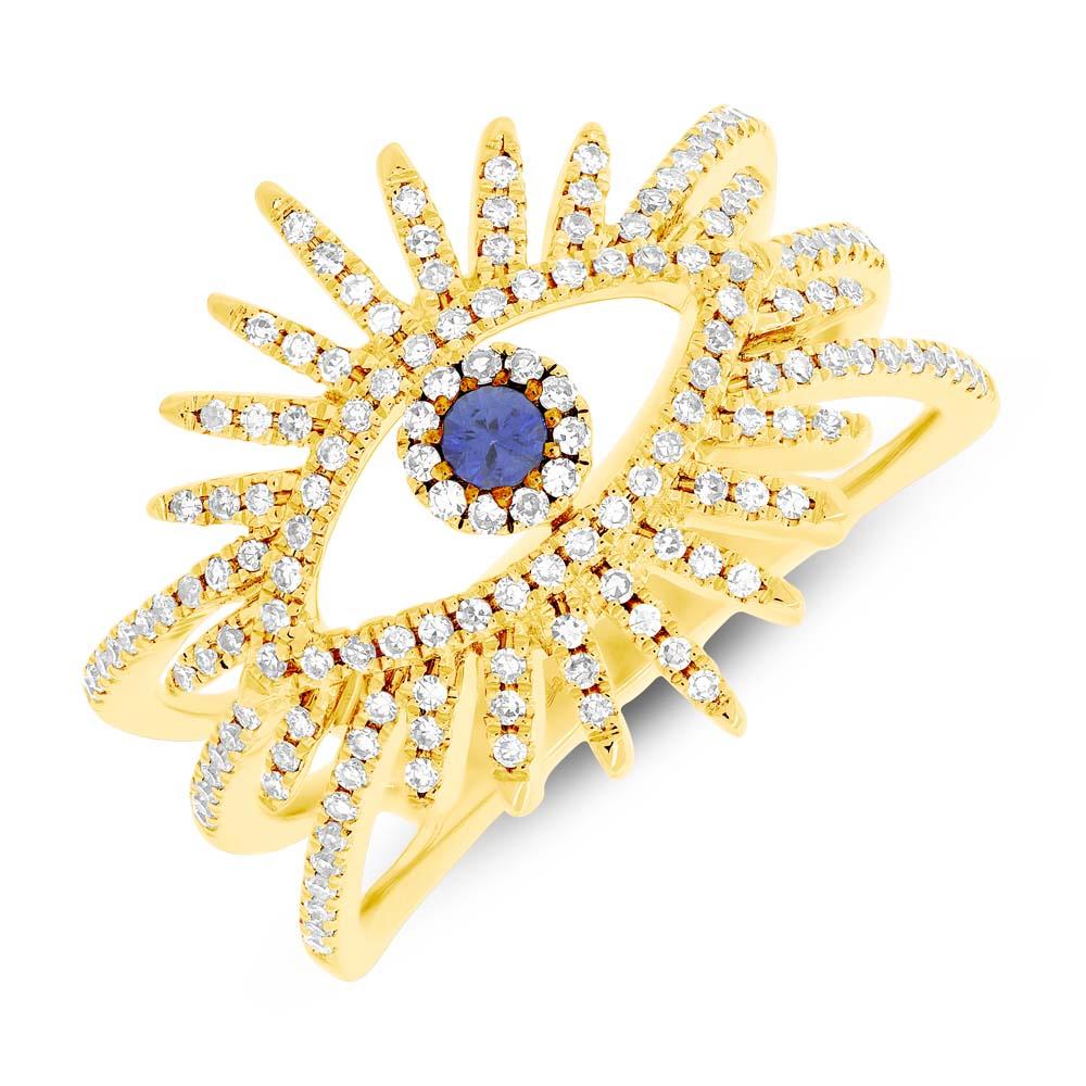 0.35CT DIAMOND & 0.07CT BLUE SAPPHIRE EYE RING