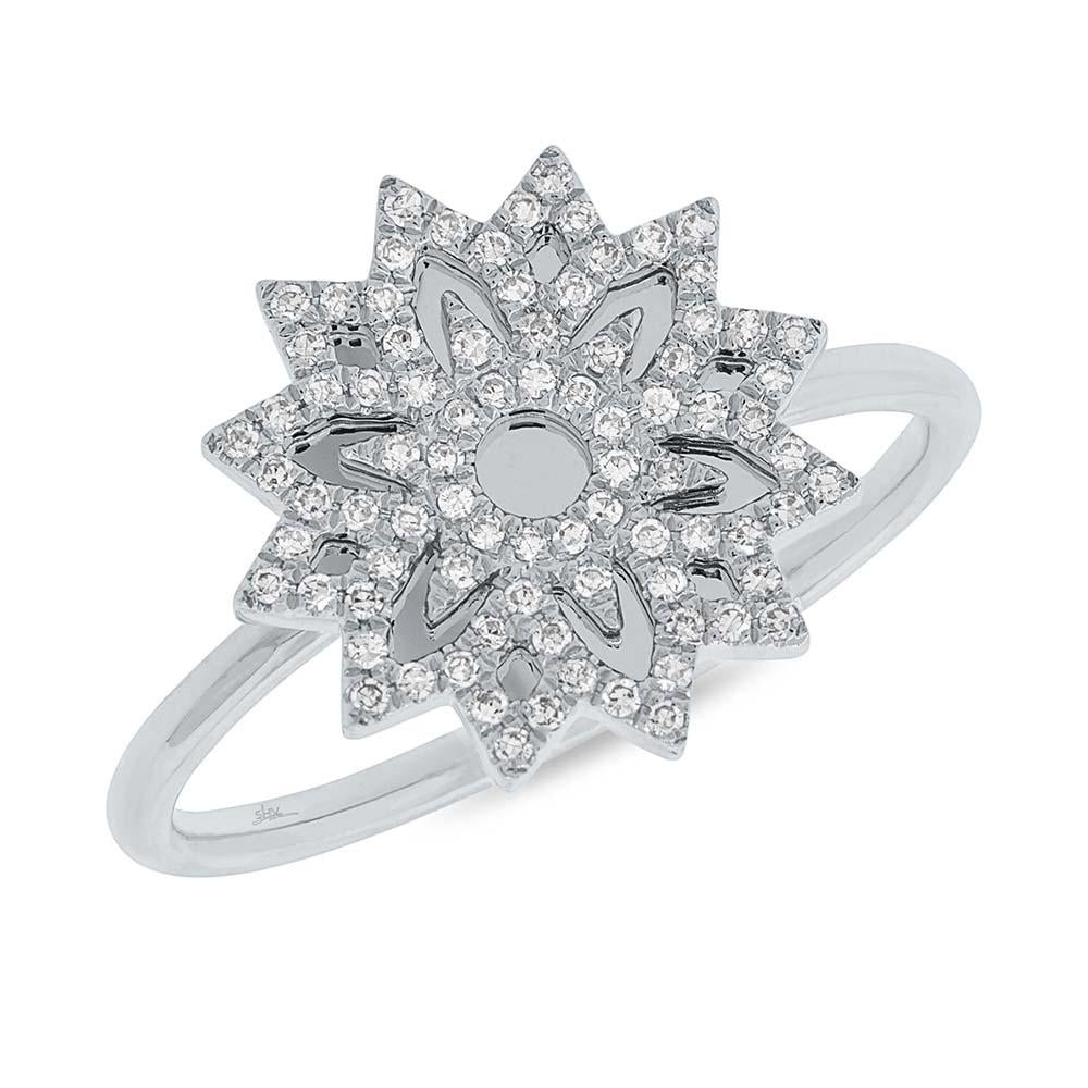 Shy Creation 0.19Ct Diamond Snowflake Ring SC55004469