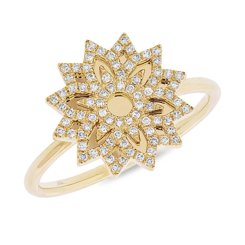 Shy Creation 0.19Ct Diamond Snowflake Ring SC55004470
