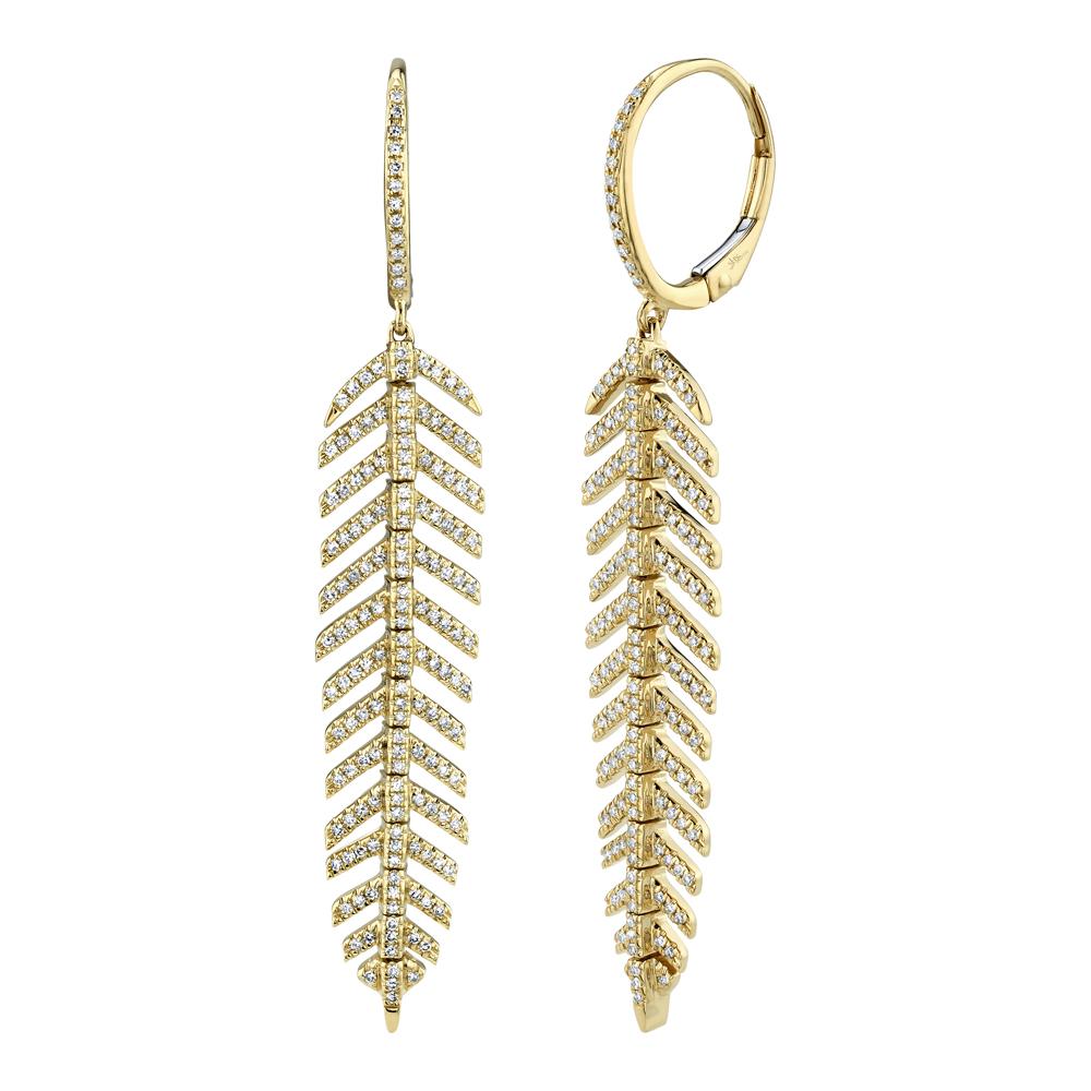 0.60CT DIAMOND 'PHOENIX' DROP FEATHER EARRING - SHORT