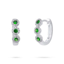 Shy Creation 0.15Ct Diamond & 0.26Ct Green Garnet Huggie Earring SC55004632