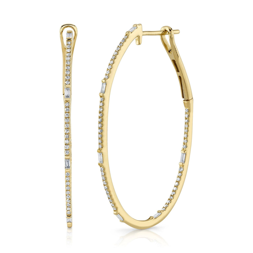 0.44CT DIAMOND BAGUETTE OVAL HOOP EARRING