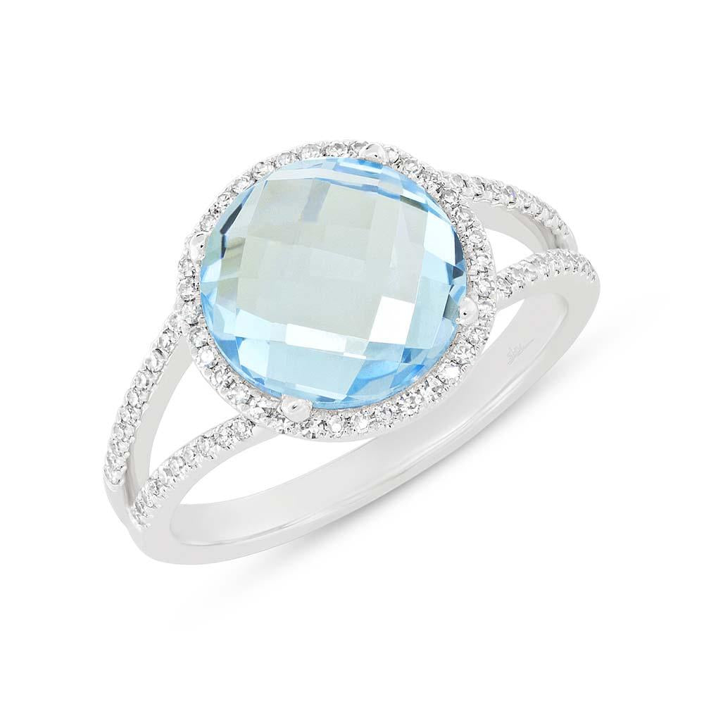 Shy Creation 0.20Ct Diamond & 4.30Ct Blue Topaz Ring SC55004984