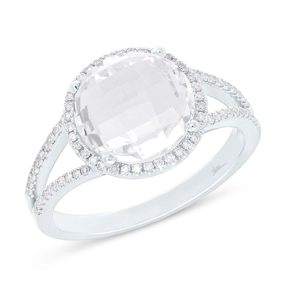 Shy Creation 0.20Ct Diamond & 4.49Ct White Topaz Ring SC55005089