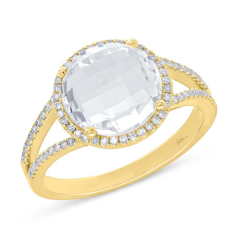 Shy Creation 0.20Ct Diamond & 4.49Ct White Topaz Ring SC55005090