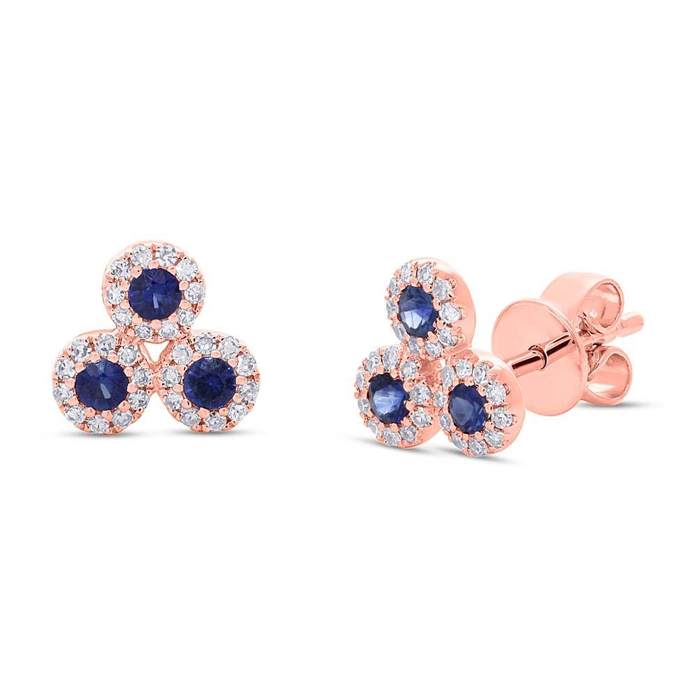 Shy Creation 0.18Ct Diamond & 0.31Ct Blue Sapphire Stud Earring SC55005190