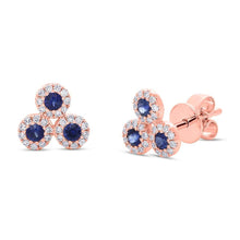 Shy Creation 0.18Ct Diamond & 0.31Ct Blue Sapphire Stud Earring SC55005190