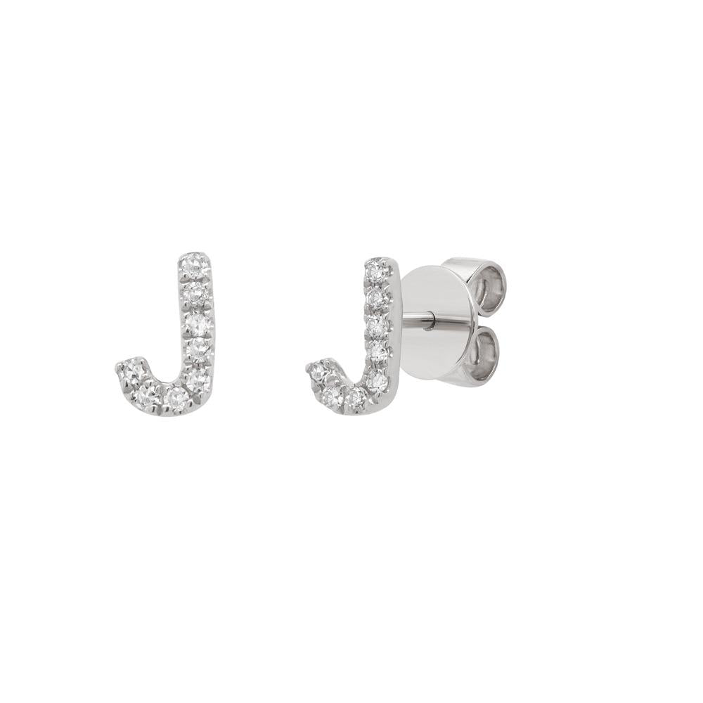 Shy Creation 0.04Ct Diamond "J" Stud Earring SC55005197-J