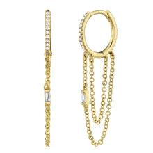 Shy Creation 0.18Ct Diamond Baguette Huggie Chain Earring SC55005964