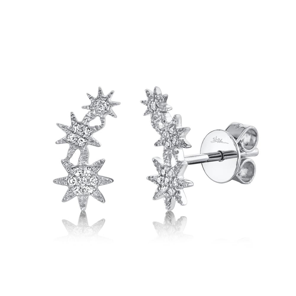 CELESTE 0.06 CT. DIAMOND STAR CRAWLER STUD EARRING