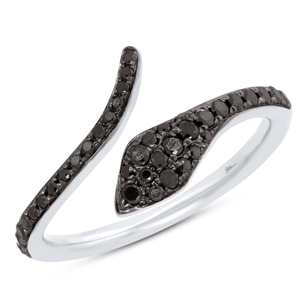 Shy Creation 0.20Ct Black Diamond Snake Ring SC55006194