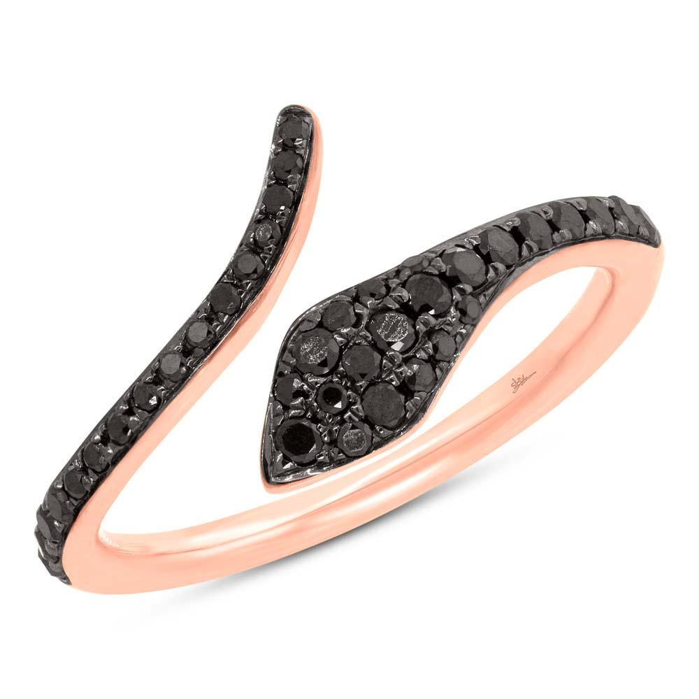 Shy Creation 0.20Ct Black Diamond Snake Ring SC55006196