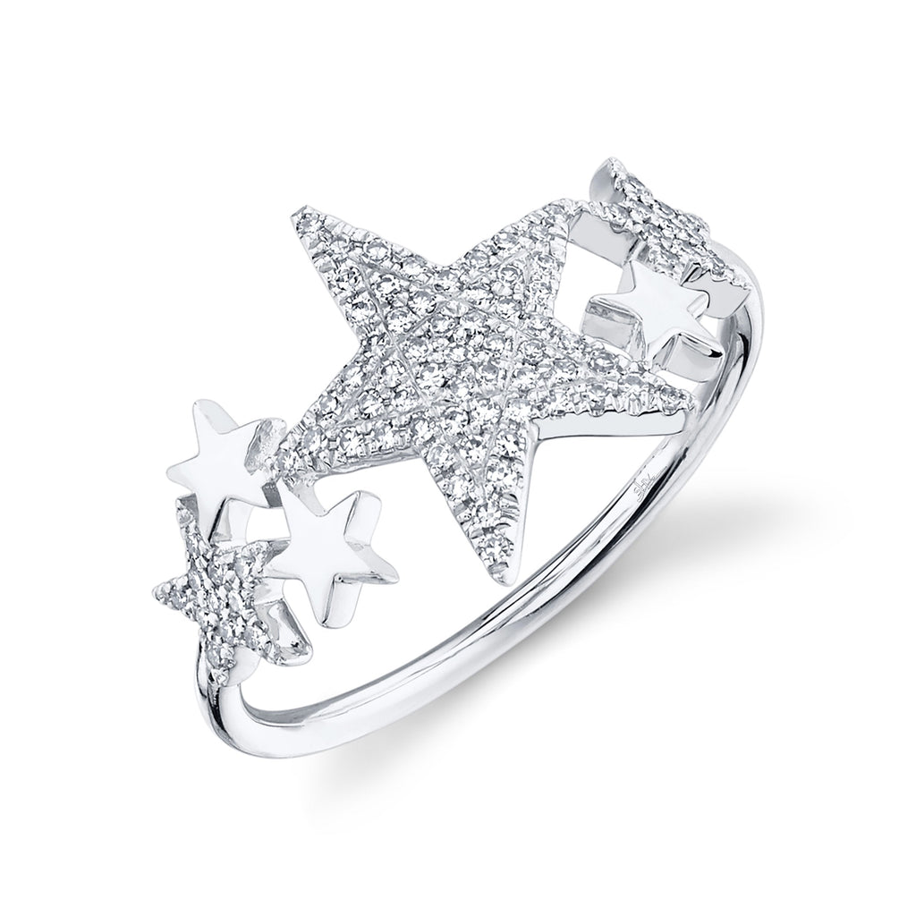 Shy Creation 0.19Ct Diamond Pave Star Ring SC55006446