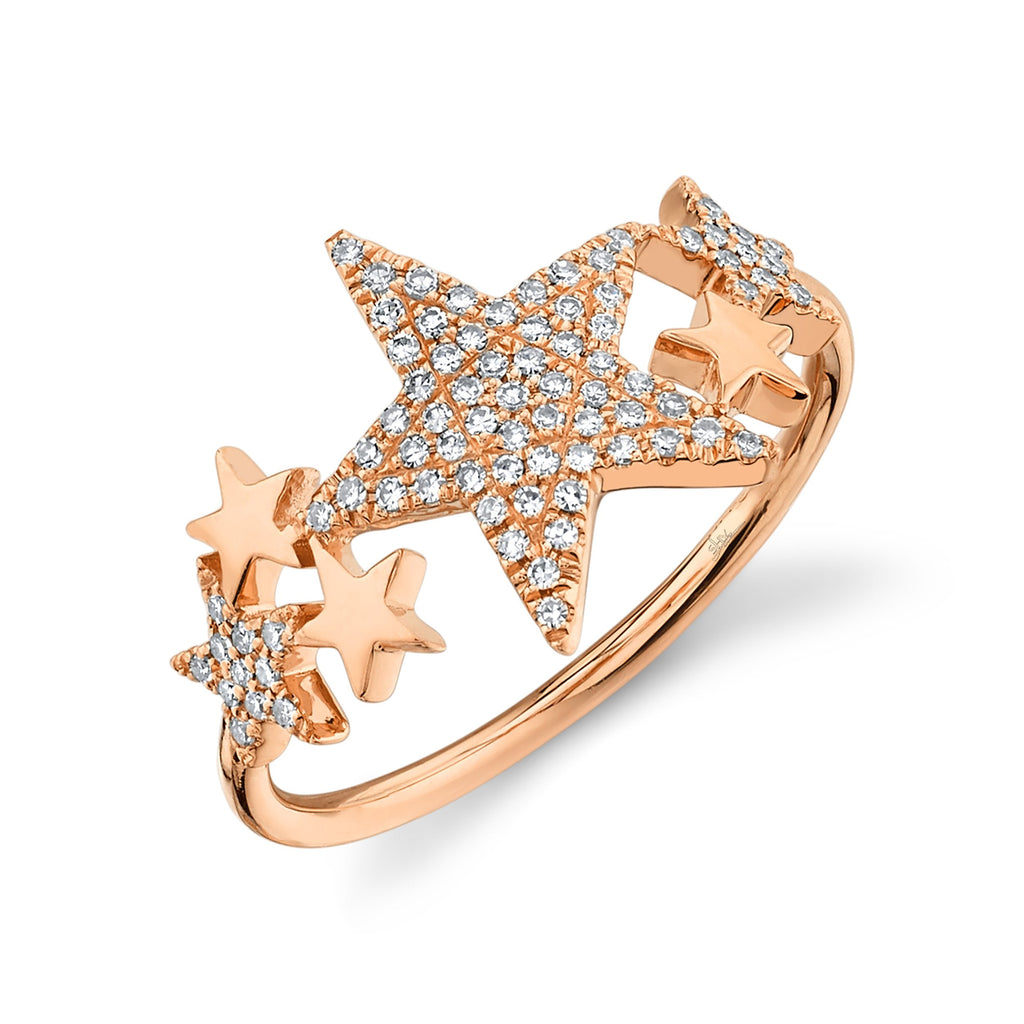 Shy Creation 0.19Ct Diamond Pave Star Ring SC55006448