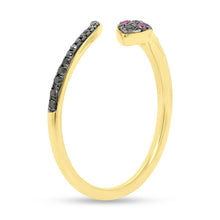 Shy Creation 0.19Ct Black Diamond & 0.03Ct Ruby Snake Ring SC55006611