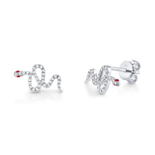 Shy Creation 0.13Ct Diamond & 0.03Ct Ruby Snake Stud Earring SC55006714