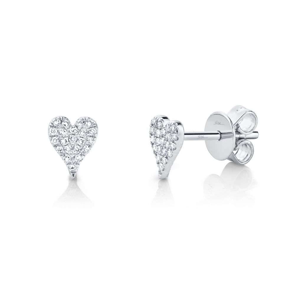 AMOR 0.10 CT. DIAMOND PAVE HEART STUD EARRINGS - MINI