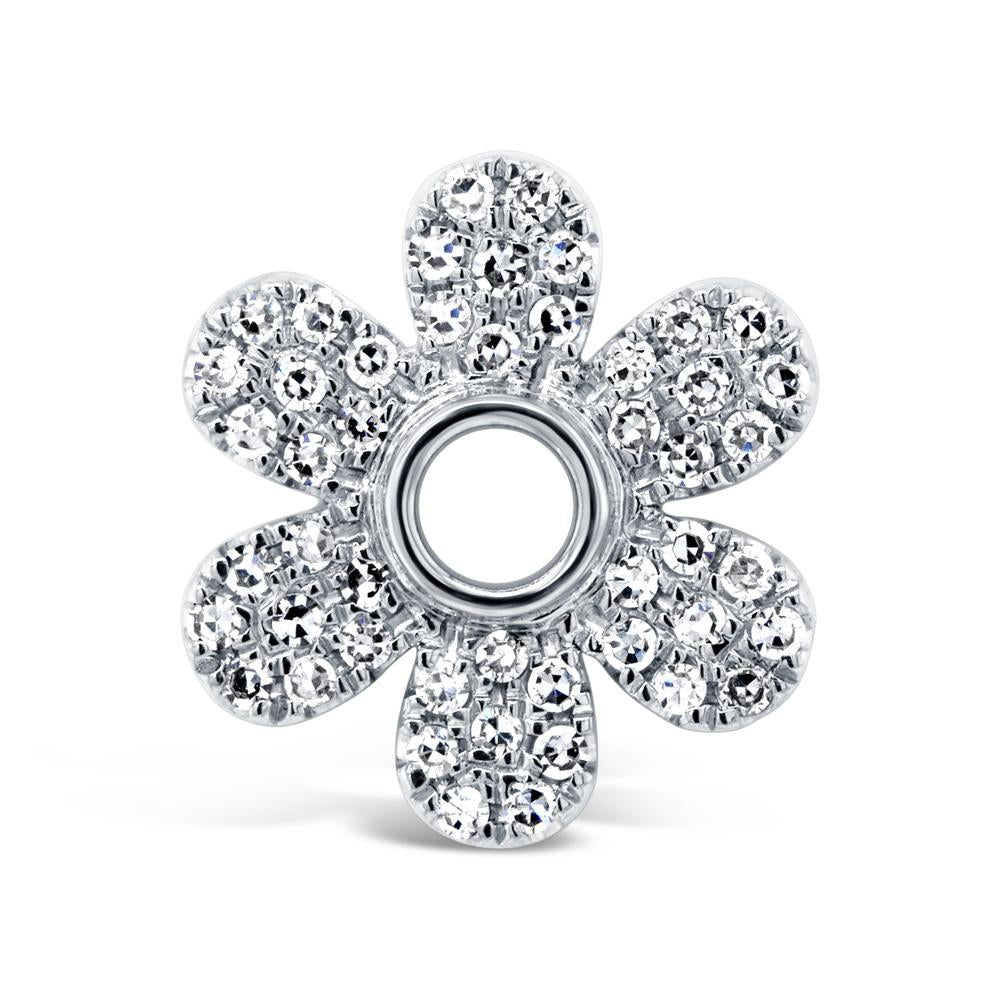 Shy Creation 0.11Ct Diamond Pave Flower Hoop Charm SC55006970