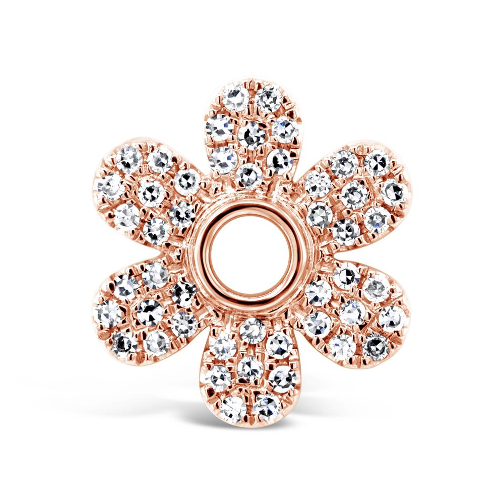 Shy Creation 0.11Ct Diamond Pave Flower Hoop Charm SC55006972