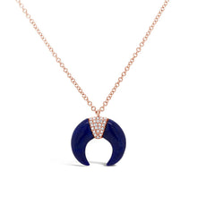 Shy Creation 0.04Ct Diamond & 1.95Ct Lapis Crescent Necklace SC55007011V2