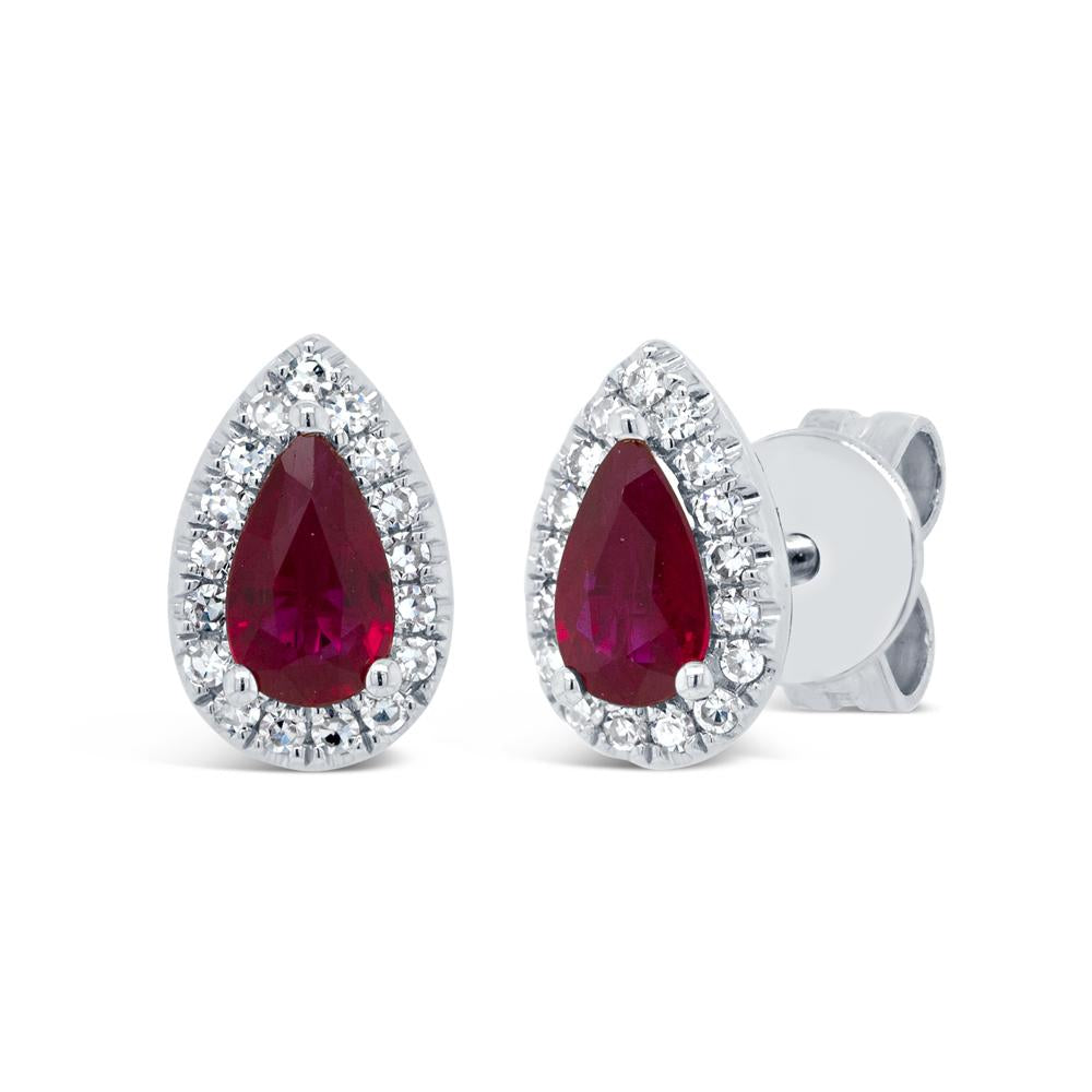 Shy Creation 0.11Ct Diamond & 0.47Ct Ruby Stud Earring SC55007864