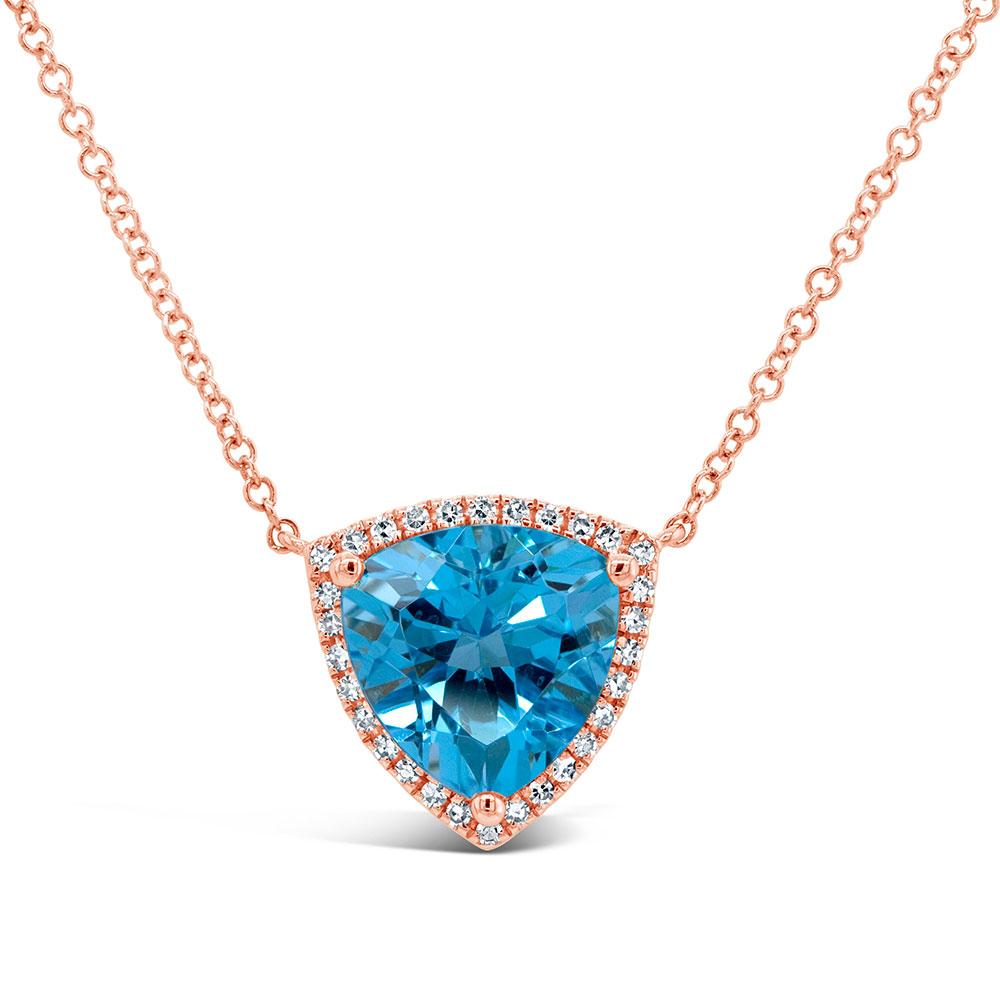 Shy Creation 0.09Ct Diamond & 3.25Ct Blue Topaz Triangle Necklace SC55008223