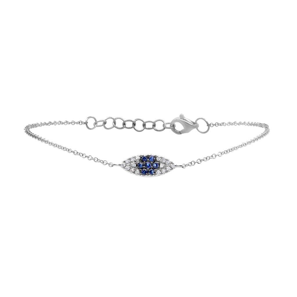 Shy Creation 0.07Ct Diamond & 0.11Ct Blue Sapphire Eye Bracelet SC55008443