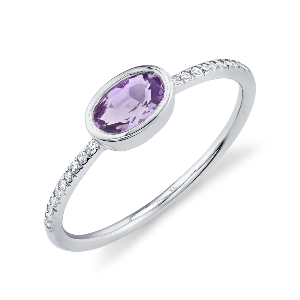 Shy Creation 0.07Ct Diamond & 0.45Ct Amethyst Ring SC55008546