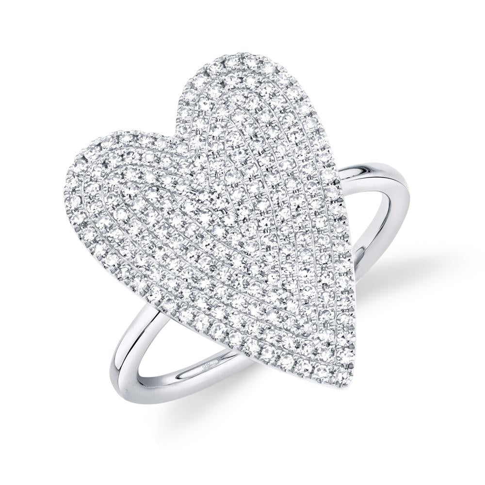 0.56CT DIAMOND PAVE HEART RING