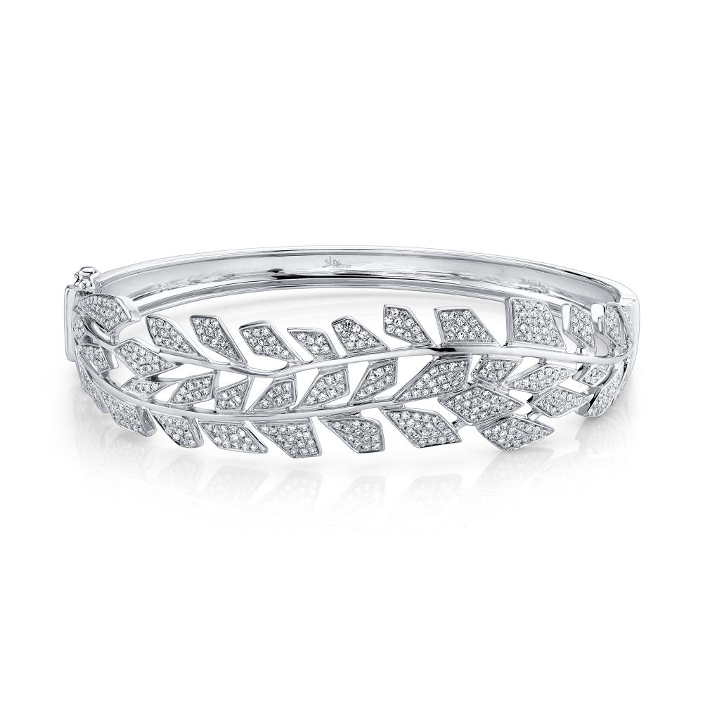 1.18CT DIAMOND PAVE LEAF BANGLE