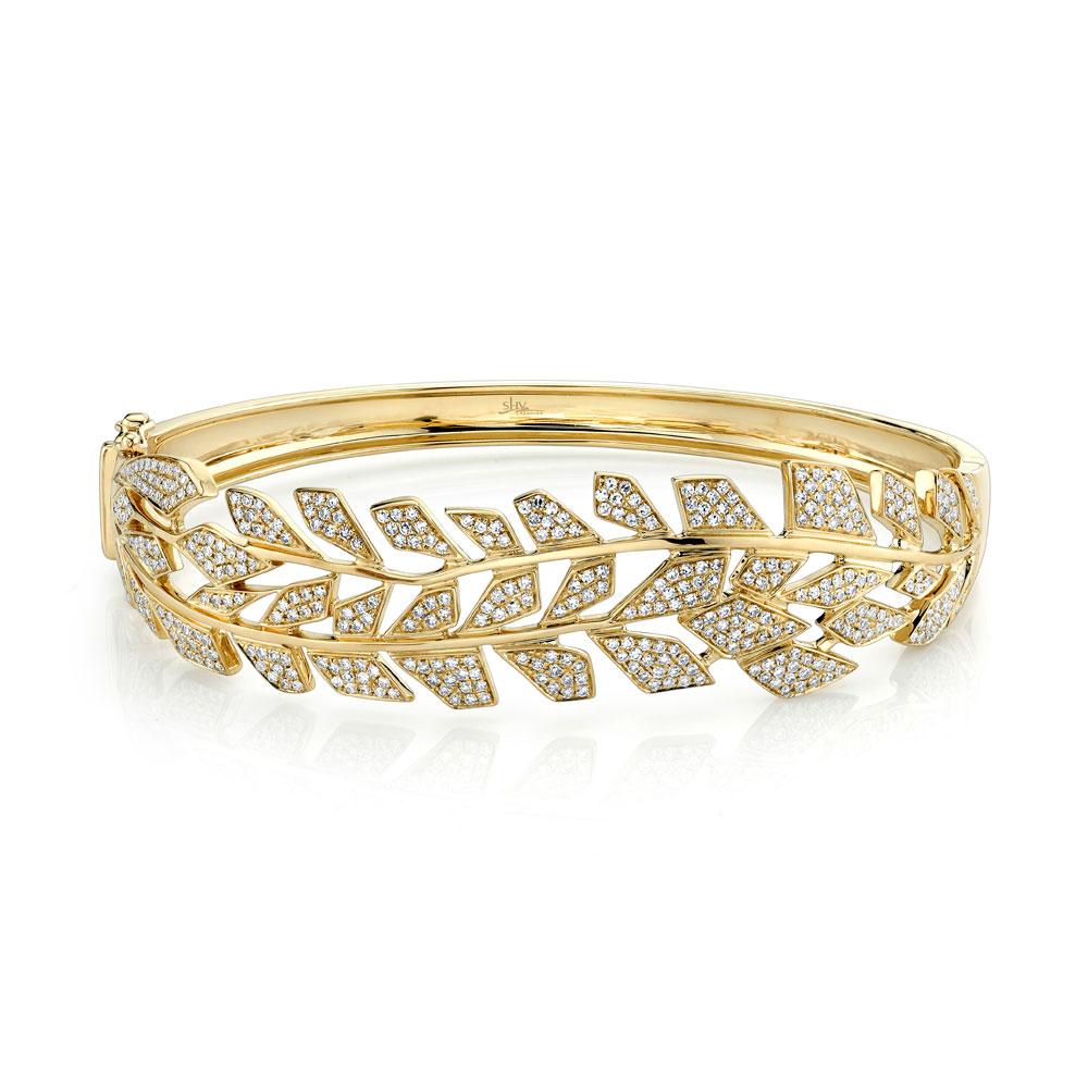 1.18CT DIAMOND PAVE LEAF BANGLE
