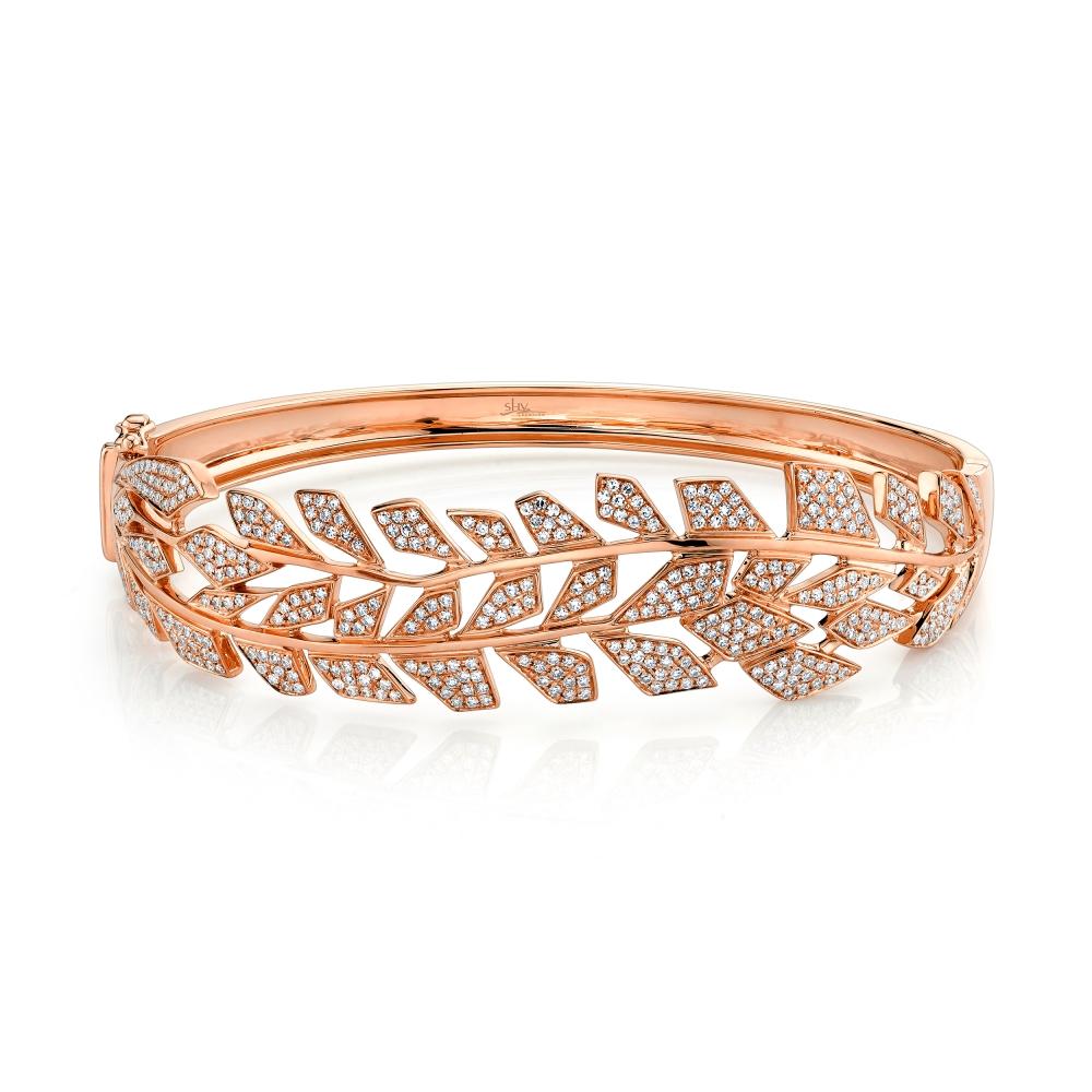 1.18CT DIAMOND PAVE LEAF BANGLE