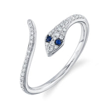 Shy Creation 0.19Ct Diamond & 0.02Ct Blue Sapphire Snake Ring SC55010711