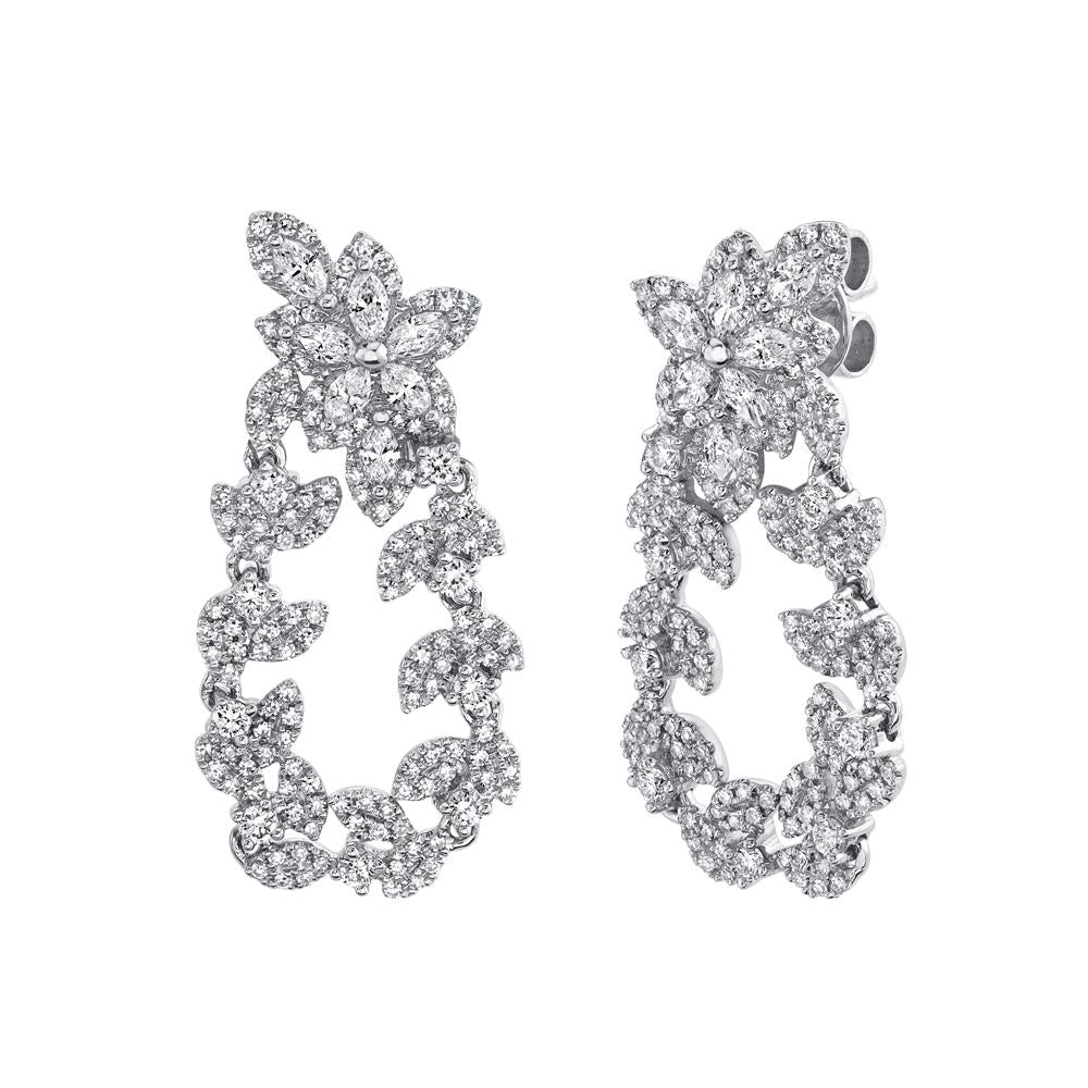 1.47CT DIAMOND MARQUISE FLOWER & LEAF EARRING