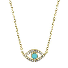 Shy Creation 0.06Ct Diamond & 0.07Ct Composite Turquoise Eye Necklace SC55019731