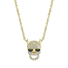 Shy Creation 0.07Ct With Black Rhodium Gold Diamond Devil Skull Necklace SC55019951