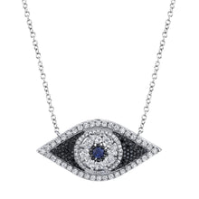 1.17CT BLACK & WHITE DIAMOND & 0.16CT BLUE SAPPHIRE EYE NECKLACE