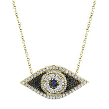 1.17CT BLACK & WHITE DIAMOND & 0.16CT BLUE SAPPHIRE EYE NECKLACE