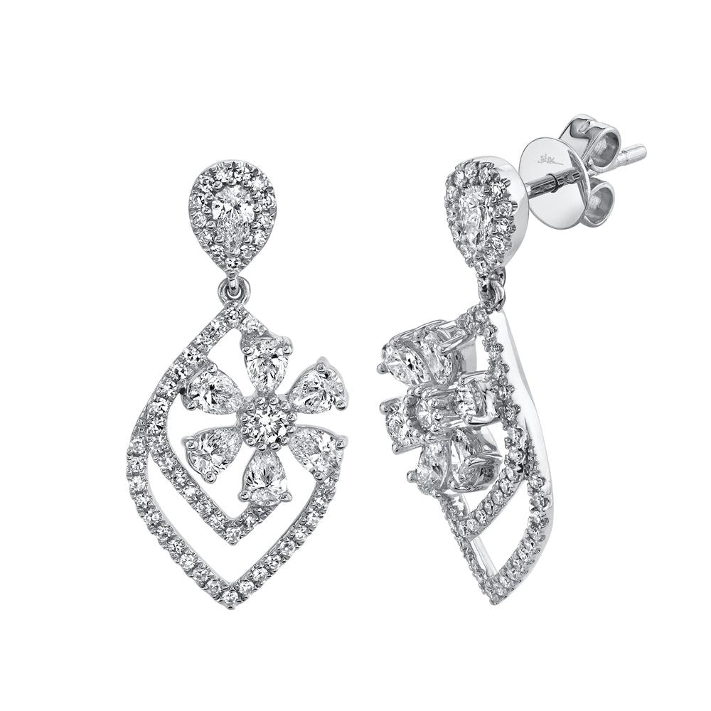 1.48CT DIAMOND PEAR FLOWER EARRING