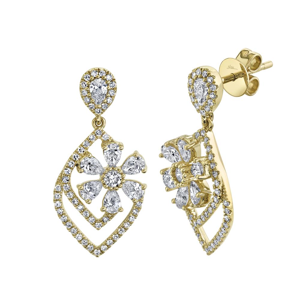 1.48CT DIAMOND PEAR FLOWER EARRING