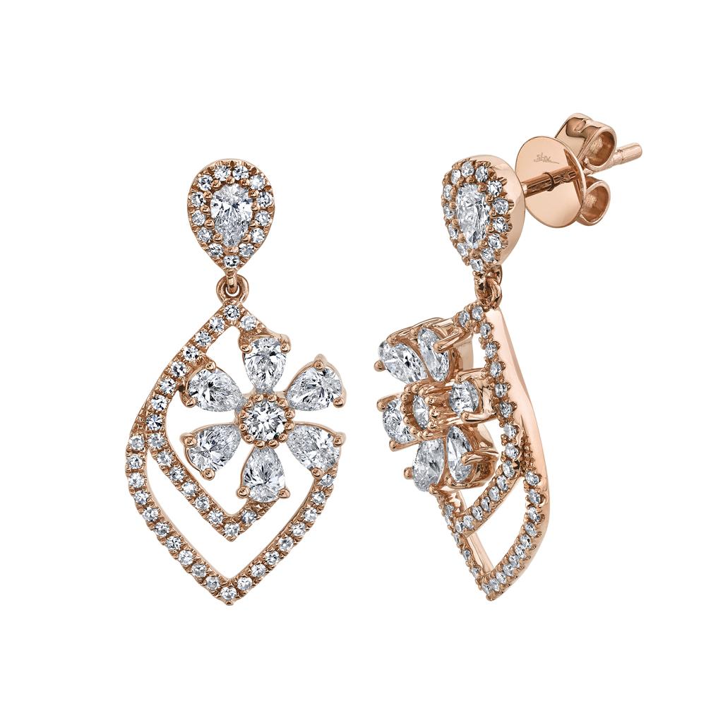 1.48CT DIAMOND PEAR FLOWER EARRING